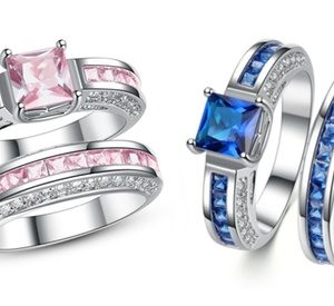 2.5Ct Sapphire Princess Cut Rhodium-Plated Ring Sets from AED 99 With Free Delivery (Up to 93% Off) Fashion & Jewelry Shop Online at Special Price from Dubai Offers