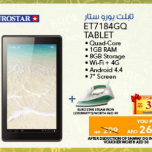 Eurostar ET7184GQ Tablet (from 10th Aug 2016 Till Limited period) City Centre Al Shindagha Shop Online at Special Price from Dubai Offers