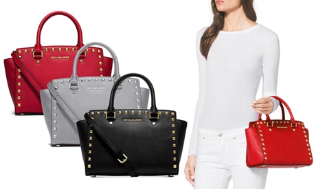 Buy Michael Kors Selma Medium Studded Satchel for AED 899 With Free Delivery (25% Off) Now at Special Price in DubaiOffers.com 2 Michael Kors Selma Medium Studded Satchel for AED 899 With Free Delivery (25% Off) Clothing Shop Online at Special Price from Dubai Offers 2