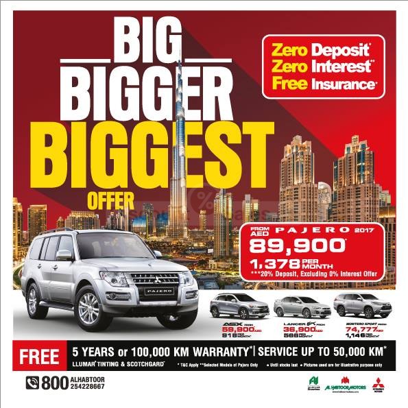 Buy Mitsubishi Pajero Big Bigger Biggest Offer at Al Habtoor Motors Now at Special Price in DubaiOffers.com 2 Mitsubishi Pajero Big Bigger Biggest Offer at Al Habtoor Motors Mitsubishi Shop Online at Special Price from Dubai Offers 2