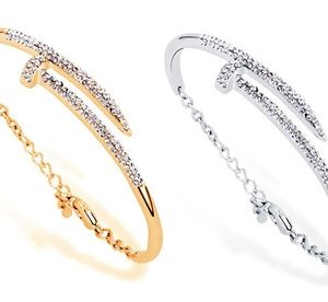 Silver or Gold Nail Bracelet with Crystals made from Swarovski Elements from 59 AED (Up to 70% Off) Fashion & Jewelry Shop Online at Special Price from Dubai Offers