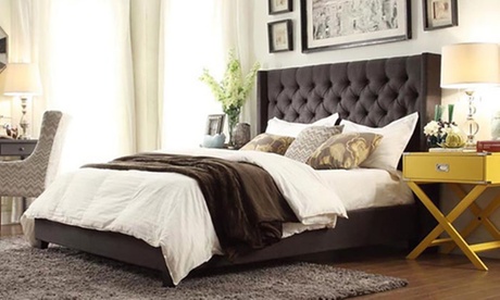 Buy Skyline Upholstered Wingback Tufted Bed Frame (AED 1849) With Mattress (AED 2249) (Up to 44% Off) Now at Special Price in DubaiOffers.com 2 Skyline Upholstered Wingback Tufted Bed Frame (AED 1849) With Mattress (AED 2249) (Up to 44% Off) Furniture's & Decor Shop Online at Special Price from Dubai Offers 2