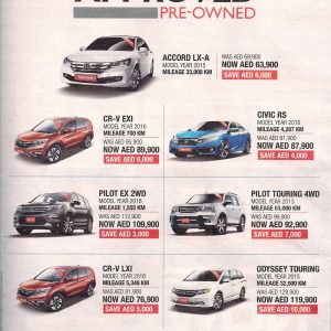 Up to 100 Percent Finance Available on Honda Approved Pre-Owned Cars with Al Futtaim Motors Honda Shop Online at Special Price from Dubai Offers